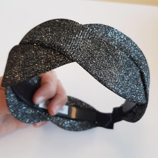 T&O CONCEPT - Headband noir & argenté torsadé  - A772