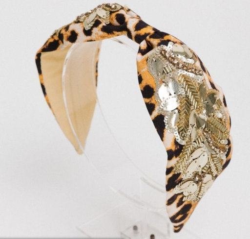 [A798] ACUS - HEADBAND BANDEAU RIGIDE LEOPARD ET DORé - A798