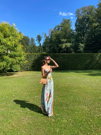 [C02796] REFORMATION - Robe Maxi Melita bleue fleurie - C02796
