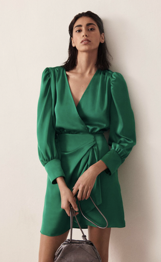 [C02807] BA&SH  - Robe Mini verte BULLE - T42 - C02807
