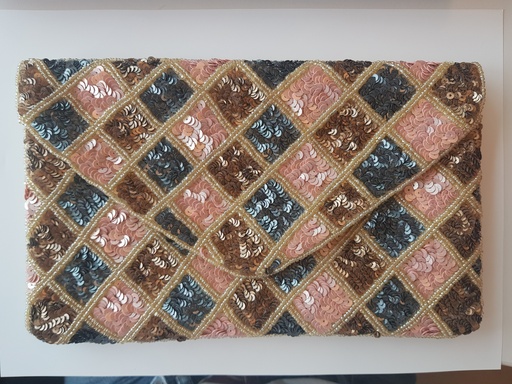 [A805] Sac Sequins Carreaux  - A805