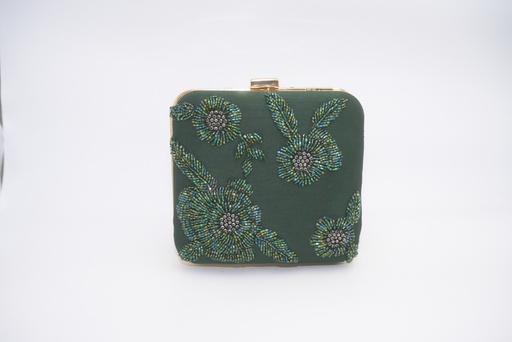 [A863] Sac Vert Sequins Carré - A863