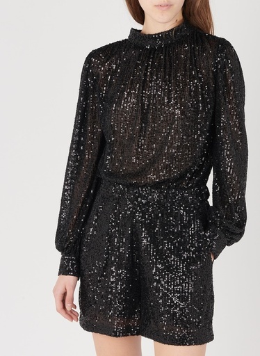 [C03015] MAJE - Combi-Short Noire Sequins - T36 - C03015